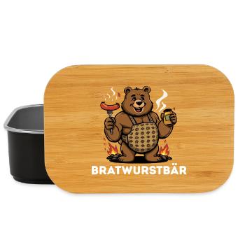 Bratwurst Bear Idée cadeau barbecue - Boîte à goûter - noir - Devant