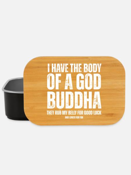 God Buddha Belly Meme Typography Tee - Lunch Box - black