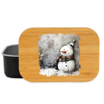Bonhomme de neige d’hiver avec écharpe - Boîte à goûter - noir - Devant