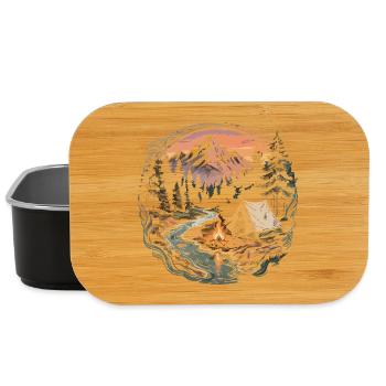 Mountain forest camping by the fire - Lunch Box - black - Front