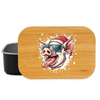 Schwein Weihnachten Lustig Ferkel - Lunch Box - Schwarz - Vorne
