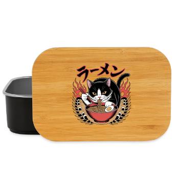 Ramen Cat - Food Lover Design - Boîte à goûter - noir - Devant