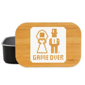 Game Over (mariage, enterrement de vie de garçon, mariés, pixel, NEG W) - Boîte à goûter - noir - Devant