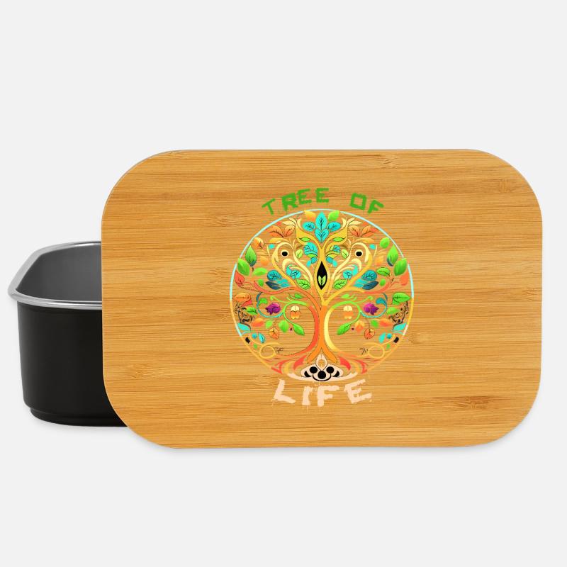 Cercle de l’arbre de vie arc-en-ciel - Boîte à goûter - noir