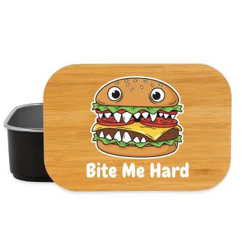 Bite Me Hard Cartoon Burger - Lunch Box - Schwarz - Vorne