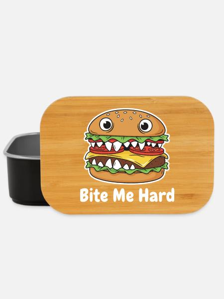 Bite Me Hard Cartoon Burger - Lunch Box - Schwarz