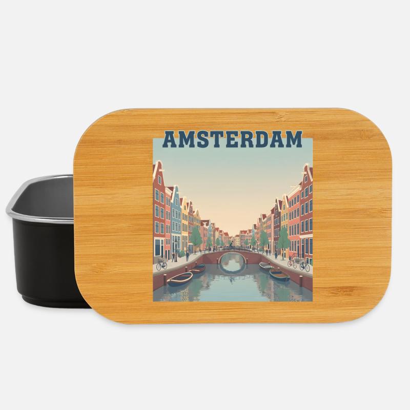 Amsterdam Canals at Sunset - Lunch Box - black