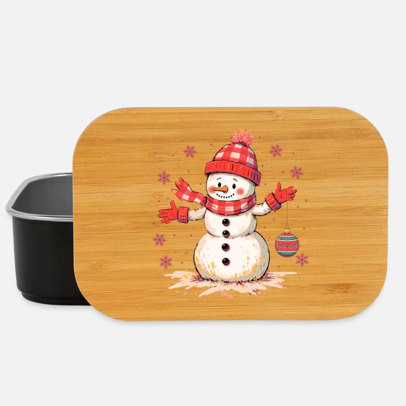 Bonhomme de neige de Noël avec chapeau et écharpe - Boîte à goûter - noir