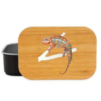 orange türkises Chamäleon Chamaeleon zeylandicus - Lunch Box - Schwarz - Vorne
