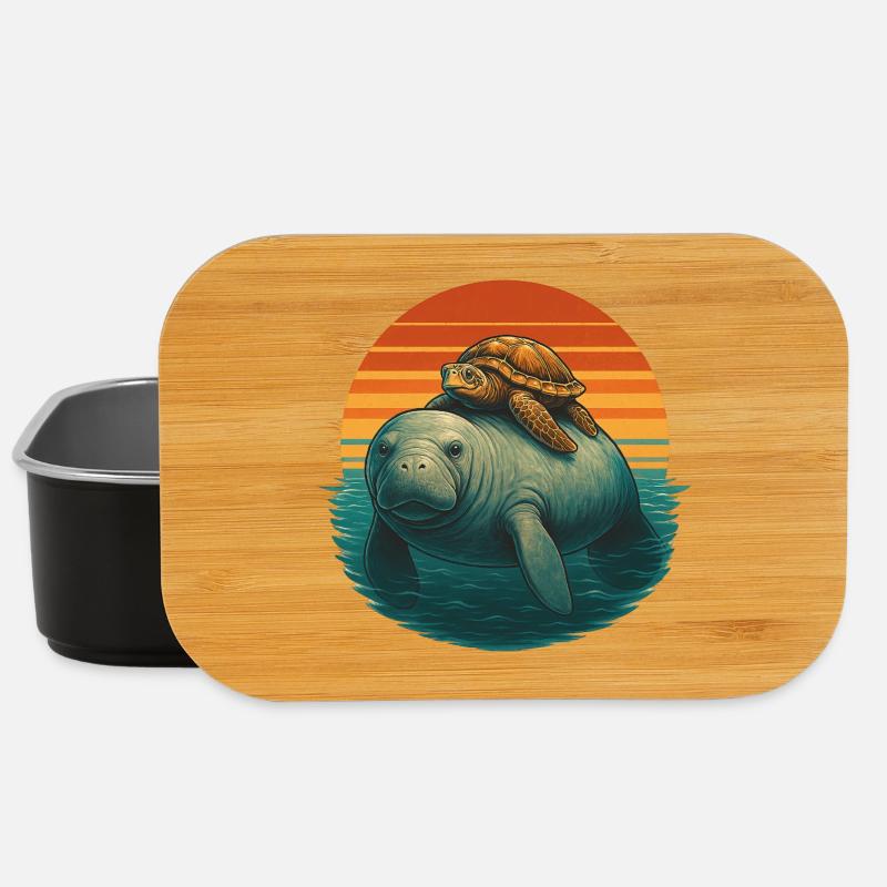 Manatee Schildkröte Ozean Freunde - Lunch Box - Schwarz