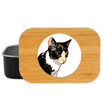 Cat Portrait Circle Contrast - Lunch Box - black - Front