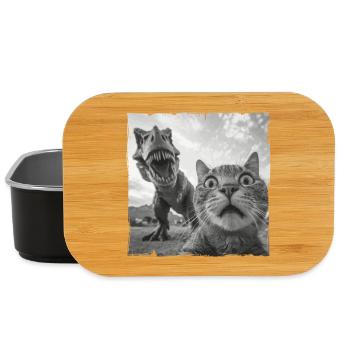 Selfie de chat avec motif chaos T Rex - Boîte à goûter - noir - Devant