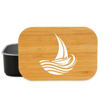 Minimalistisch maritim Segelboot trifft Welle - Lunch Box - Schwarz - Vorne