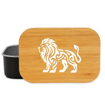 Lion avec un tatouage en crinière sauvage - Boîte à goûter - noir - Devant