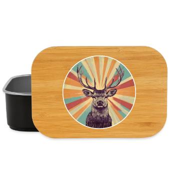 Rentier Hirsch Geweih Reindeer Vintage - Lunch Box - Schwarz - Vorne