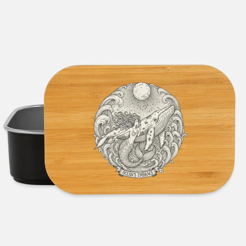Oceanic Embrace Mermaids - Lunch Box - black