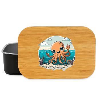 Calmar heureux sur la plage - Boîte à goûter - noir - Devant