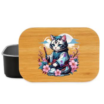 Japanese Kawaii Ninja Cat - Lunch Box - black - Front