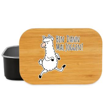 Bin dann mal joggen! Das lustige Lama läuft gern! - Lunch Box - Schwarz - Vorne