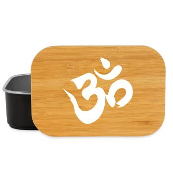 Om Sacred Mantra Yoga Meditation - White - Lunch Box - black - Front
