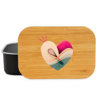 Herz mit Krone - Backen - Lunch Box - Schwarz - Vorne