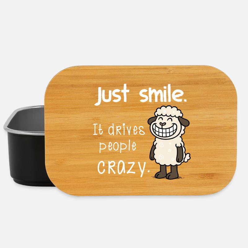 Just Smile – Freches lustiges Schaf Motiv Spruch - Lunch Box - Schwarz