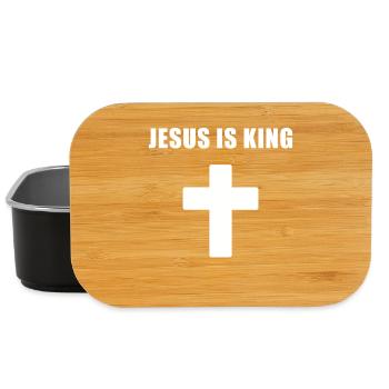 Jesus Is King Minimal Cross Design - Lunch Box - Schwarz - Vorne