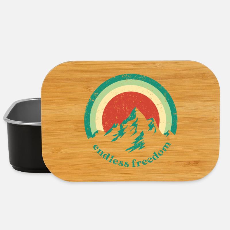 Endless Freedom Mountain Rainbow dans un design rétro - Boîte à goûter - noir