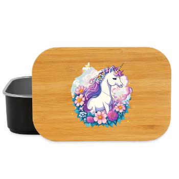 Frühlings-Einhorn mit Blumenkranz - Lunch Box - Schwarz - Vorne