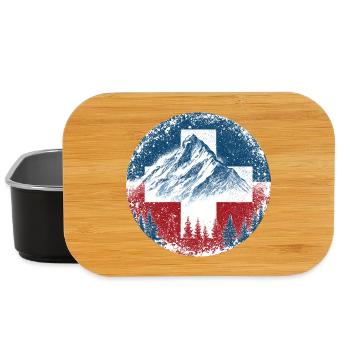 Schweiz-Swiss-Switzerland-Wintersport-Ski-Berge - Lunch Box - black - Front