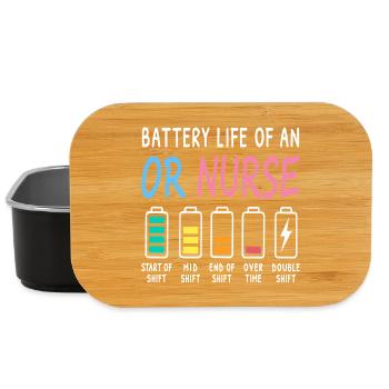 Niveau de batterie d’une infirmière en salle d’opération Humour - Boîte à goûter - noir - Devant