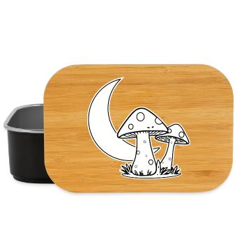 Goblincore Shirt Mond und Pilze T-Shirt - Lunch Box - Schwarz - Vorne
