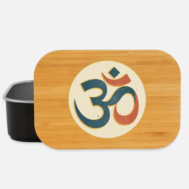 Om Symbol Vintage Circle Print - Lunch Box - black