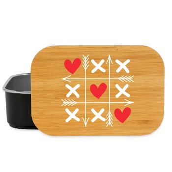 Tic Tac Toe Hearts Cute Matching Couples Valentine - Lunch Box - black - Front