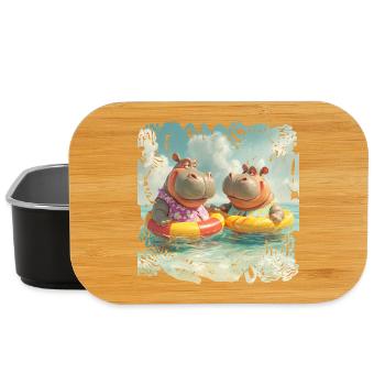 Hippopotames de la mer du Sud dans les anneaux de nage - Boîte à goûter - noir - Devant