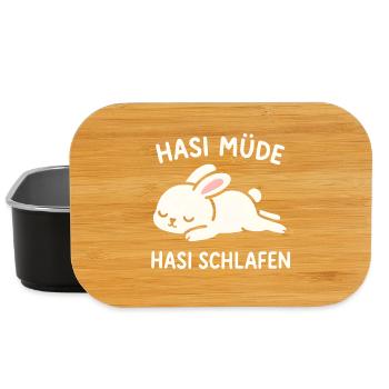 Hasi müde – Hasi schlafen | Süßer Hase - Lunch Box - Schwarz - Vorne