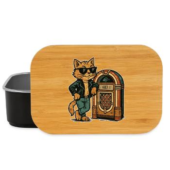 Rockabilly Jukebox Cool Cat Cadeau rétro des années 50 - Boîte à goûter - noir - Devant