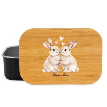 Amour éternel – Adorables lapins pour la Saint-Valentin - Boîte à goûter - noir - Devant