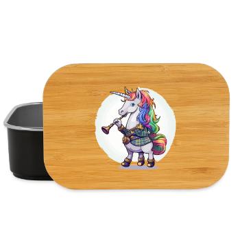 Colorful unicorn with trumpet - Lunch Box - black - Front