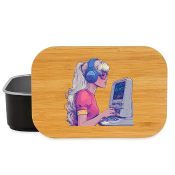 Retro Gamer Girl im Neonstil - Lunch Box - Schwarz - Vorne