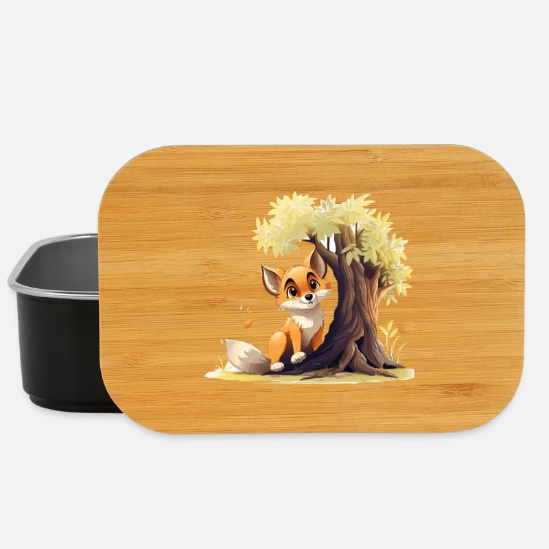 Waldfuchs am goldenen Baum - Lunch Box - Schwarz