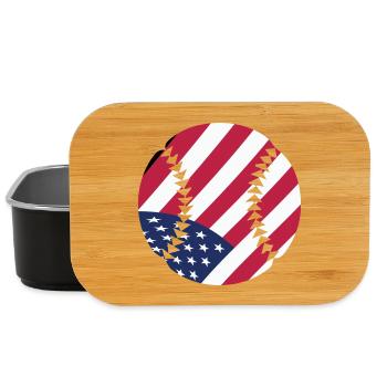 USA Patriotic Softball Drapeau américain Art du sport - Boîte à goûter - noir - Devant