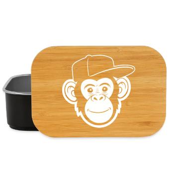 Monkey in Hat Cartoon Tee - Lunch Box - black - Front