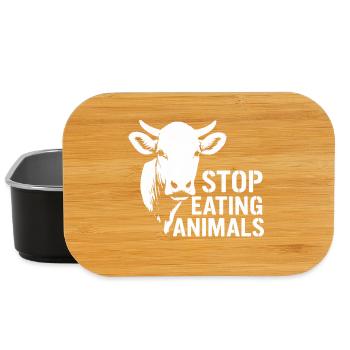 Cow Silhouette Stop Eating Animals - Lunch Box - black - Front