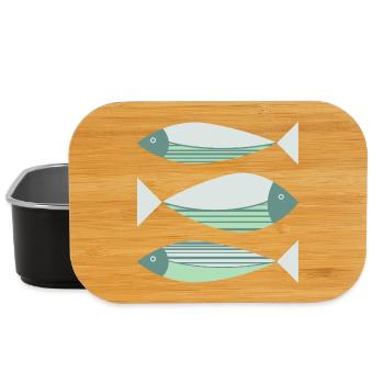 Illustrierte Grafik Fischgrün - Lunch Box - Schwarz - Vorne