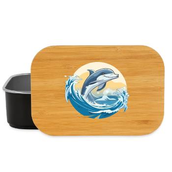 Delfin Sprung über Brandungswelle - Lunch Box - Schwarz - Vorne