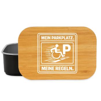 Utilisateurs de fauteuils roulants – Ma place de parking – Mes règles - Boîte à goûter - noir - Devant
