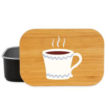 Dampfender Becher mit blauem Wave-Verschluss - Lunch Box - Schwarz - Vorne