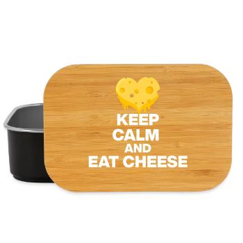 KEEP CALM AND EAT CHEESE, CHEESE JUNKIE GIFT 🧀 - Lunch Box - black - Front