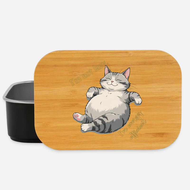 Conserving Energy Cat: Cozy Lounge - Lunch Box - black